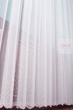 Тюль Горошки французская сетка (белый)