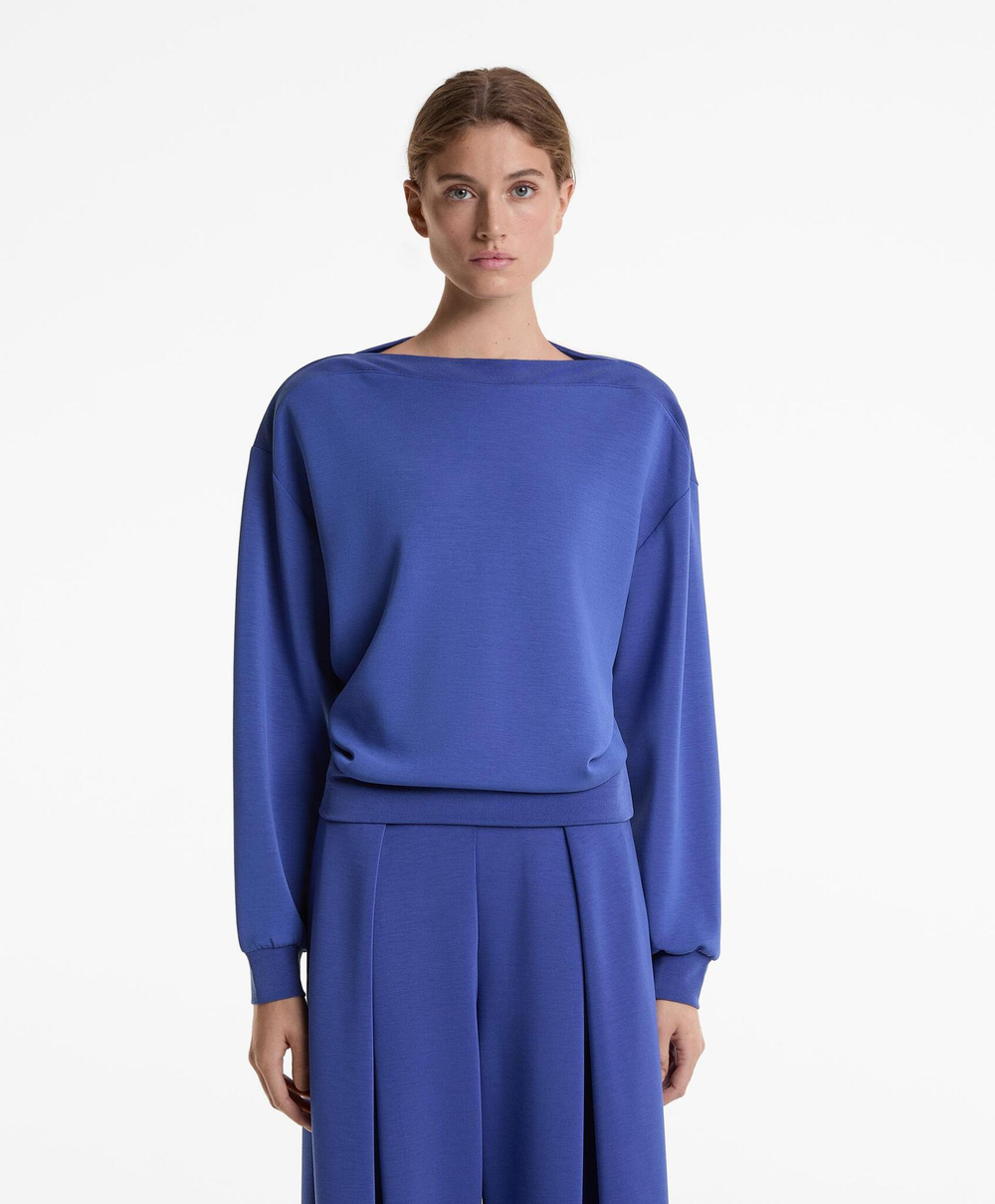 Oysho Толстовка Soft Touch с вырезом-лодочкой и модалом, синий