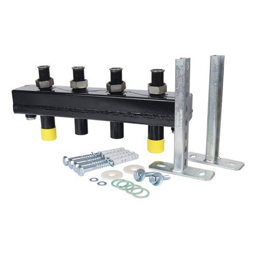 Коллектор с гидроразделителем STOUT DN20 - 1" на 2 контура 1" (черная сталь)