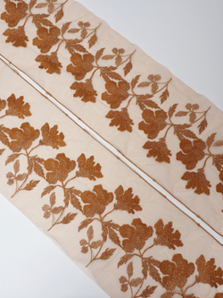 Вышивка на сетке охра с золотым люрексом ширина 16,5 см (2 стороны)