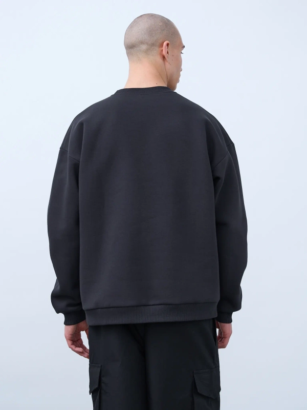 Свитшот оверсайз, с начесом (графит)