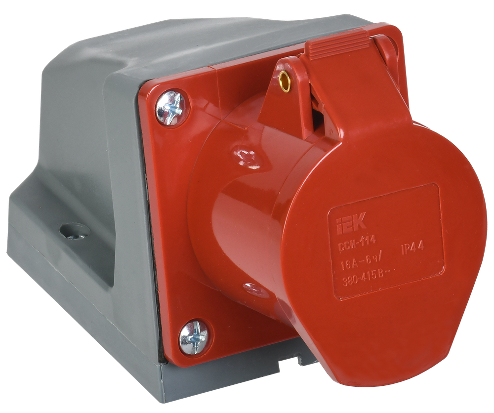 Розетка стационарная ССИ-114 16А-6ч/380-415В 3P+PE IP44 IEK