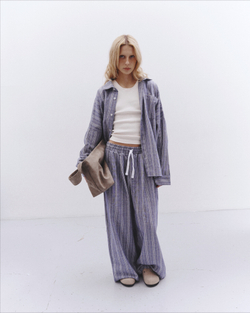 Striped Baggy Pants Blue