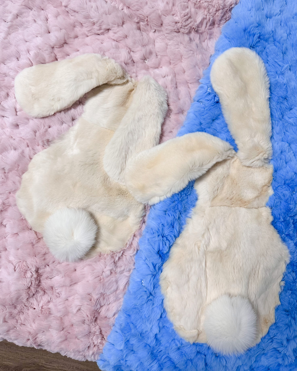 "Вязаный" детский плед из натурального меха рекс "Корона" 120х80 см (розовый)