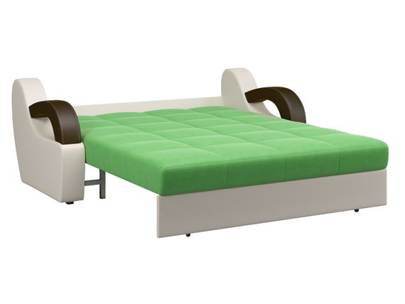 Диван Мадрид 1,2 - Велютто/Velutto  31 зеленый/беж кожзам/ коричневая накладка