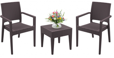 Комплект пластиковой мебели Siesta Contract Miami Ibiza, коричневый