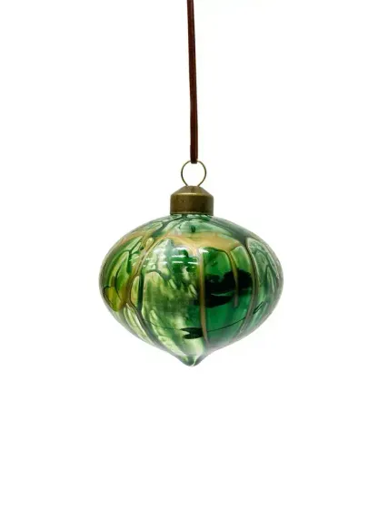 Набор стеклянных украшений Акварель зеленая 80 мм., 9 шт., Christmas DeLuxe (13073)