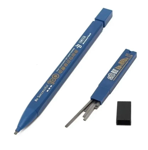 Карандаш строительный механический (цанговый) с ластиком и комплектом запасных сменных стержней. Модель карандаша ТМ013-А. Цвет корпуса Синий