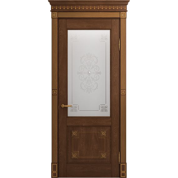 Межкомнатная дверь массив дуба Viporte Флоренция Декор кофе остеклённая