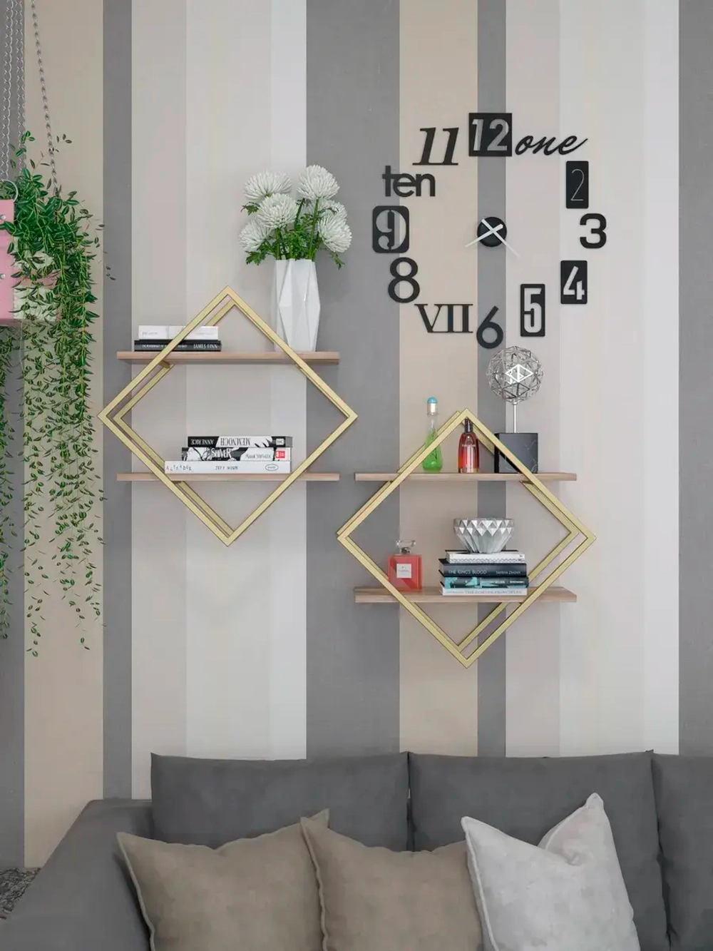 Набор полок ромб настенных злато-дуб  - ЗД