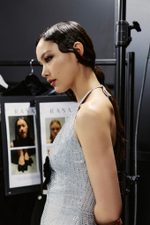 Платье мини из шифона с кристаллами