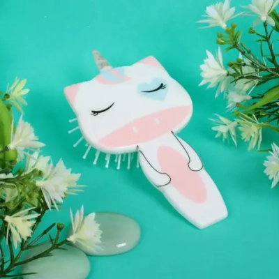 Расческа массажная детская «Zverushka» единорог, цвет белый/розовый , 7*14см