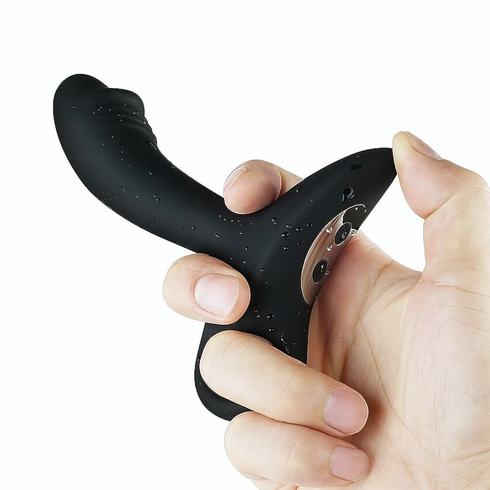 Черный силиконовый анальный вибромассажер Erokay (Цвет: черный)