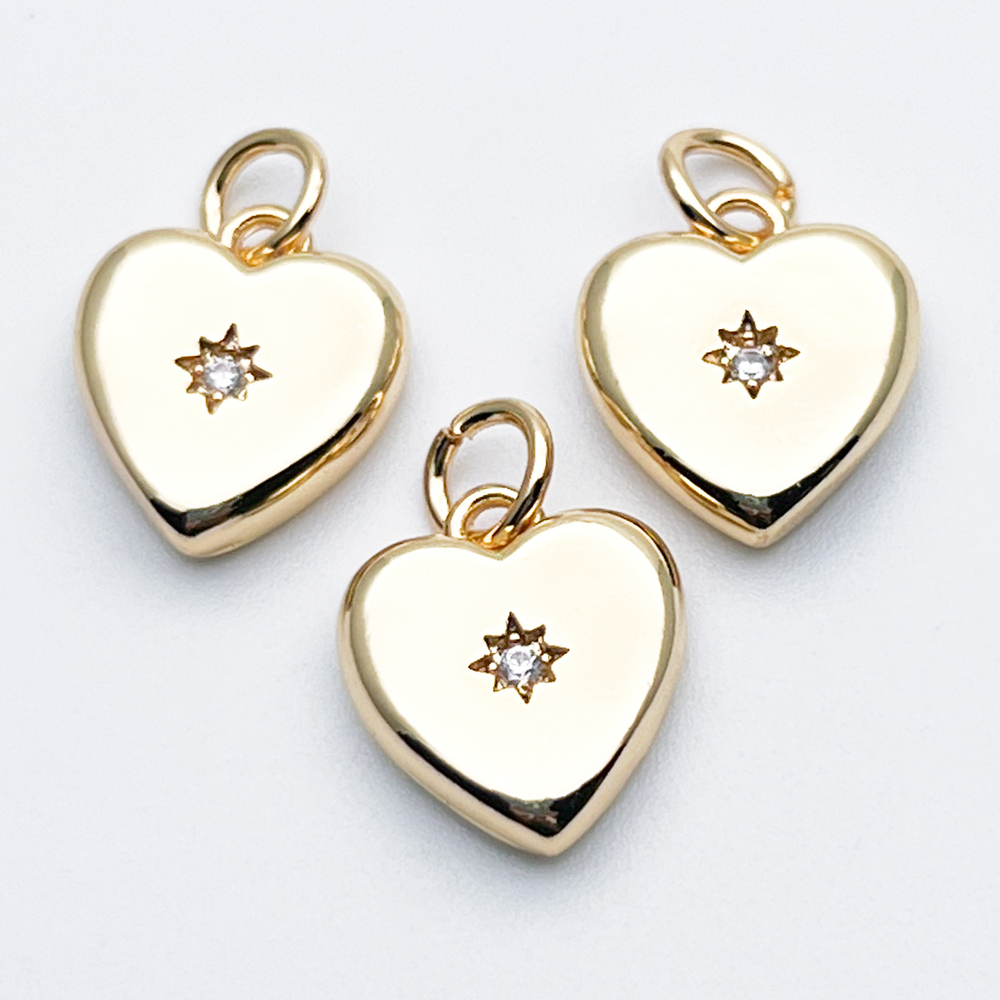 Подвеска Сердце, позолота, фианит, размер 12*10 мм, цена за 1 шт