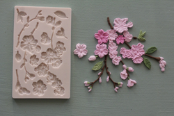 Прямоугольный молд "Вишня, саккура с листьями и ветками"