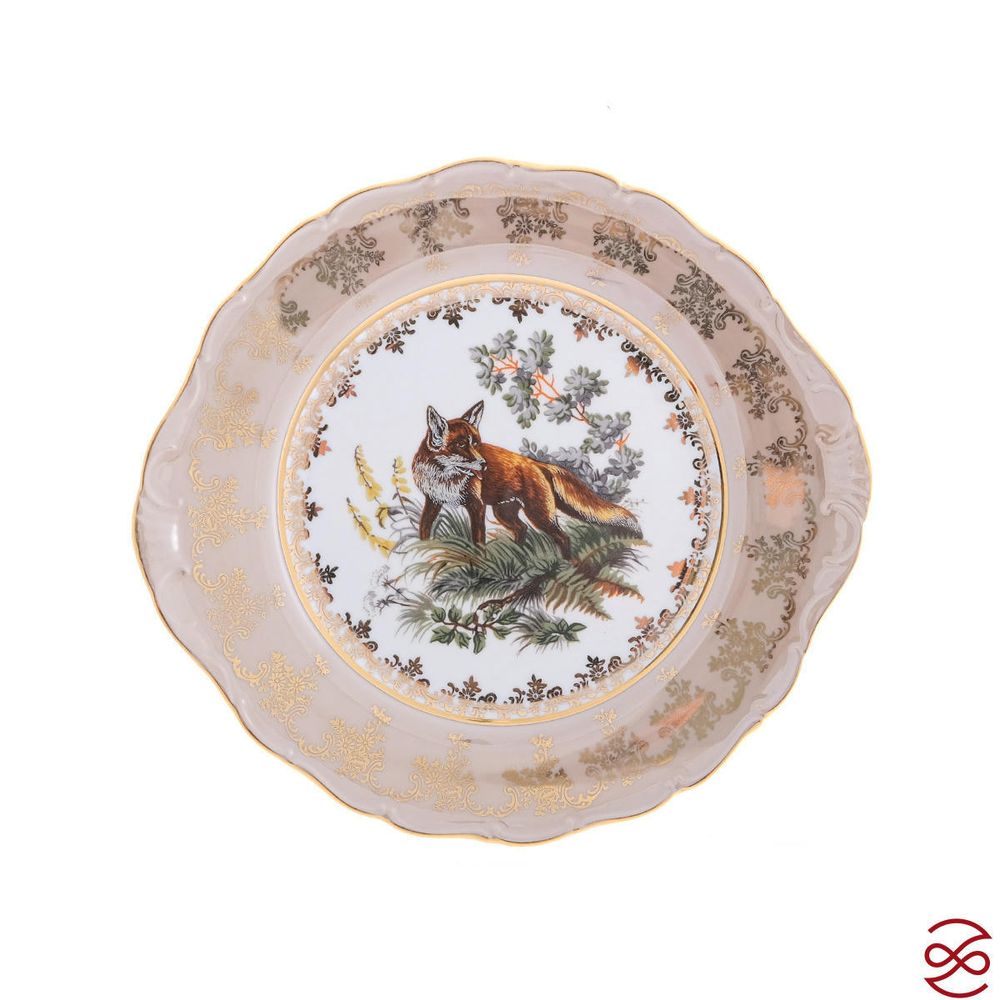 Блюдо круглое Crown Aristokrat Охота бежевая 27 см