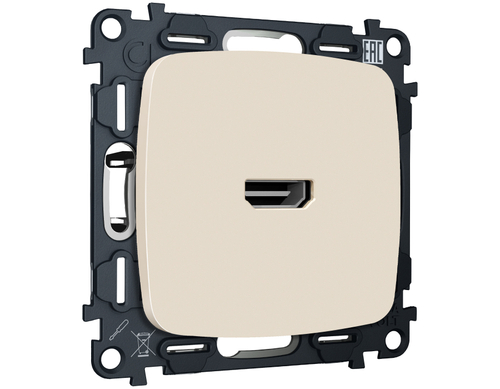 MO334010 Комплект механизма розетки HDMI 2.0 OMEGA Бежевый матовый 40V/500MO 2.0GHz 5-18Gbit/s QUANT (OP3340, VM222)