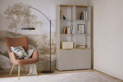 Стеллаж Салерно 2 (МДФ) SF-022 Сантьяго Кашемир 5981 BS 98*36*190 см, Бежевый   Фиеста