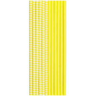 Трубочки для коктейлей бумажные в желтом цвете, пастель, 12 шт