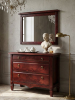 Зеркало настенное 100х70, Джоли, в ванную, прихожую, деревянная рама, массив березы, красный, MAKOSA