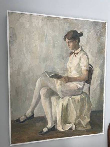 Винтажная картина «Девушка с книгой»