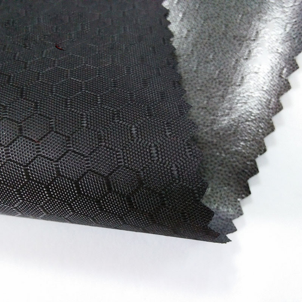 Ткань сумочно-рюкзачная Prival Oxford-420 PU 2000, 220г/м2, соты, чёрный, 1.5х1м