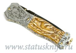 Нож Carved Damascus Folder Suchat Jangtanongфотография - 9