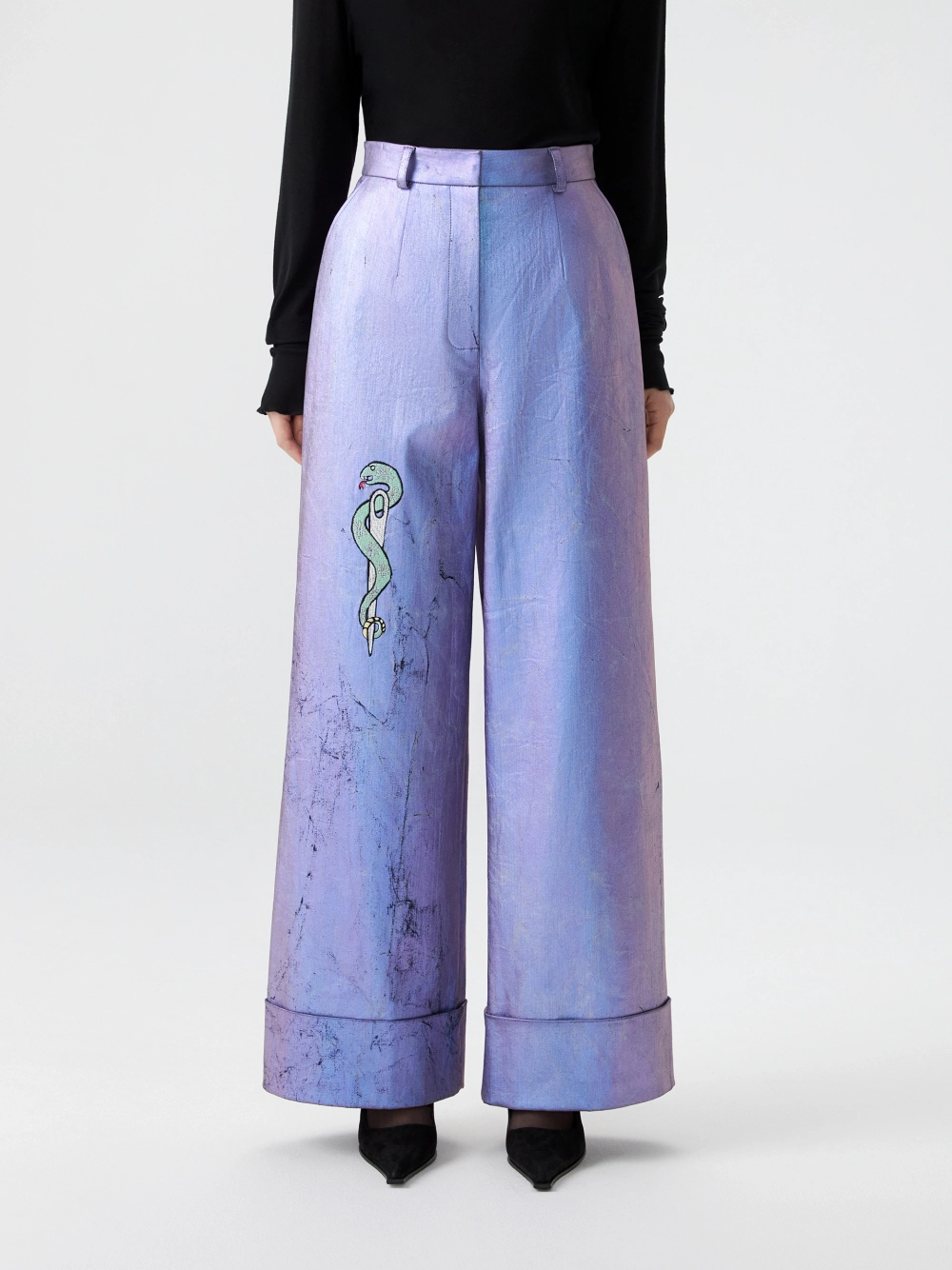 Брюки из денима с вышивкой OLA OLA