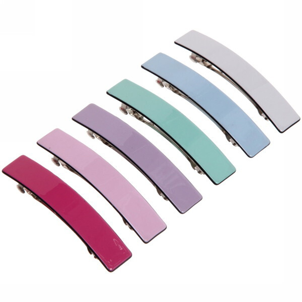 Заколка автомат «Lady Collection - Джереми», прямоуг., 6 цветов, 8,5*1,5см (Кокетка)
