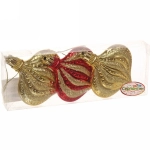 Ёлочные игрушки «Капельки» 8,5 см (набор 3 шт), красный, золото