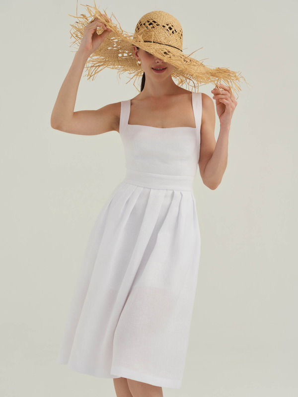 Сарафан DIANA из 100% льна белого цвета