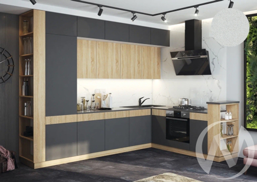 Кухня Техно-5 3;2*2;24м (белый/сонома; графит софт/антарес)