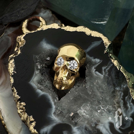 Накрутка "Cranium v.2" - Желтое золото - White CZ