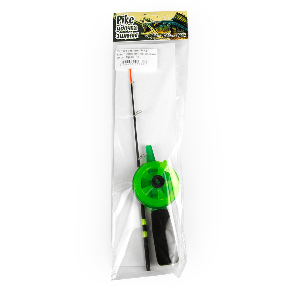 Зимняя удочка WestMan Pike, хлыст плоский, средне-жесткий (30см), Зеленый