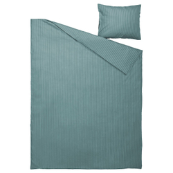 IKEA NATTJASMIN  (ИКЕА НАТТЙАСМИН)  -  Пододеяльник и наволочка, сине-зеленый, 150x200/50x60 см
