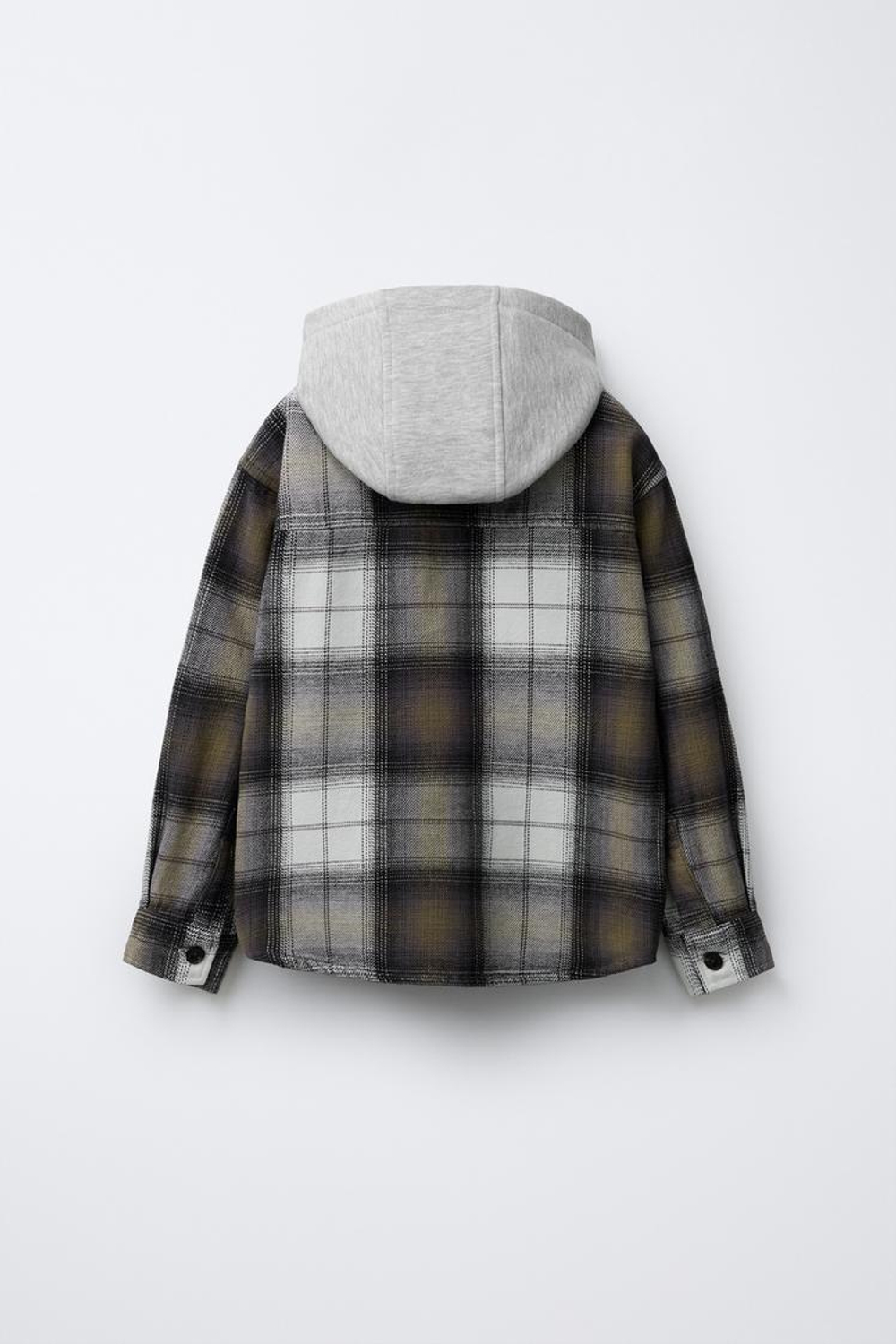 ZARA КУРТКА-РУБАШКА В КЛЕТКУ С ОТСТЕГИВАЮЩИМСЯ КАПЮШОНОМ ИЗ МЯГКОЙ ТКАНИ, КОРИЧНЕВЫЙ