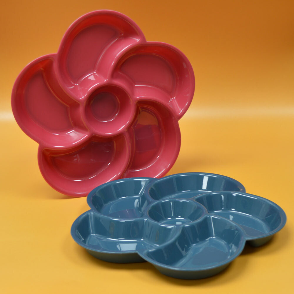 Набор менажниц 2 шт красн-син 6-ти секционная 26*2,5см