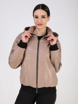 Кожаная куртка демисезонная с капюшоном