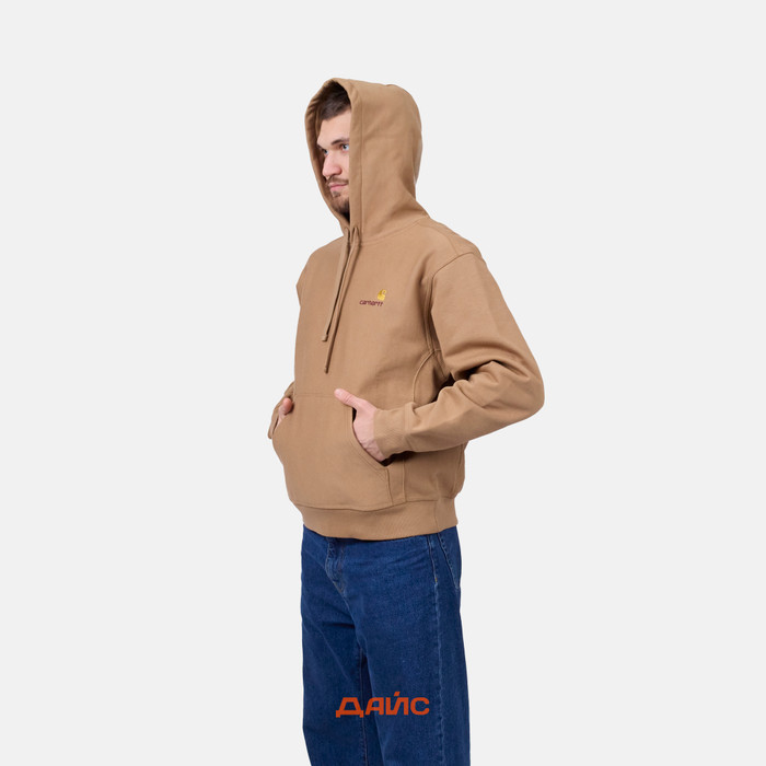 Толстовка мужская Carhartt WIP Hooded American Script артикул:I028279_peanut - купить в магазине Дайс