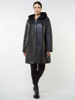 Дубленка зимняя двухсторонняя шуба с капюшоном