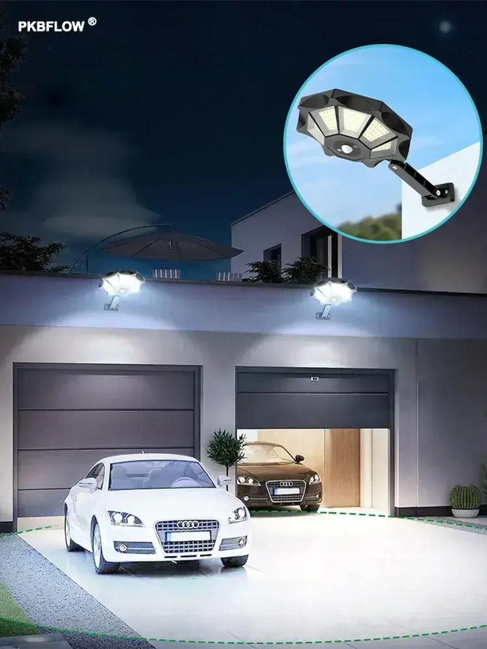 PKBFLOW Уличный светильник на солнечной батарее с датчиком движения настенный, LED, количество ламп:168шт