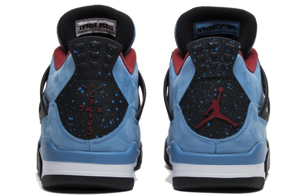 Travis Scott Cactus Jack x Jordan Air Jordan 4 wear-resistant mid-top retro basketball shoes men's ice blue