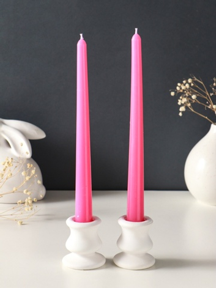 Набор свечей античных, 2.3×24.5 см, 5 ч, 55 г, 2 шт., тёмно-розовый