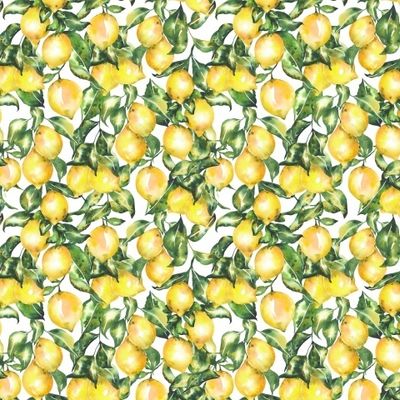 Желтые лимоны и зелёные листья