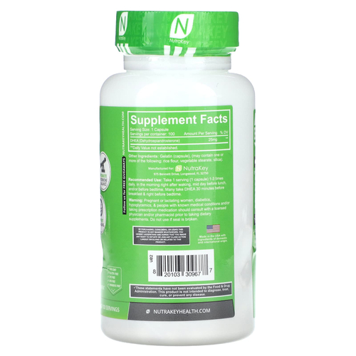 Nutrakey, ДГЭА, 25 мг, 100 капсул
