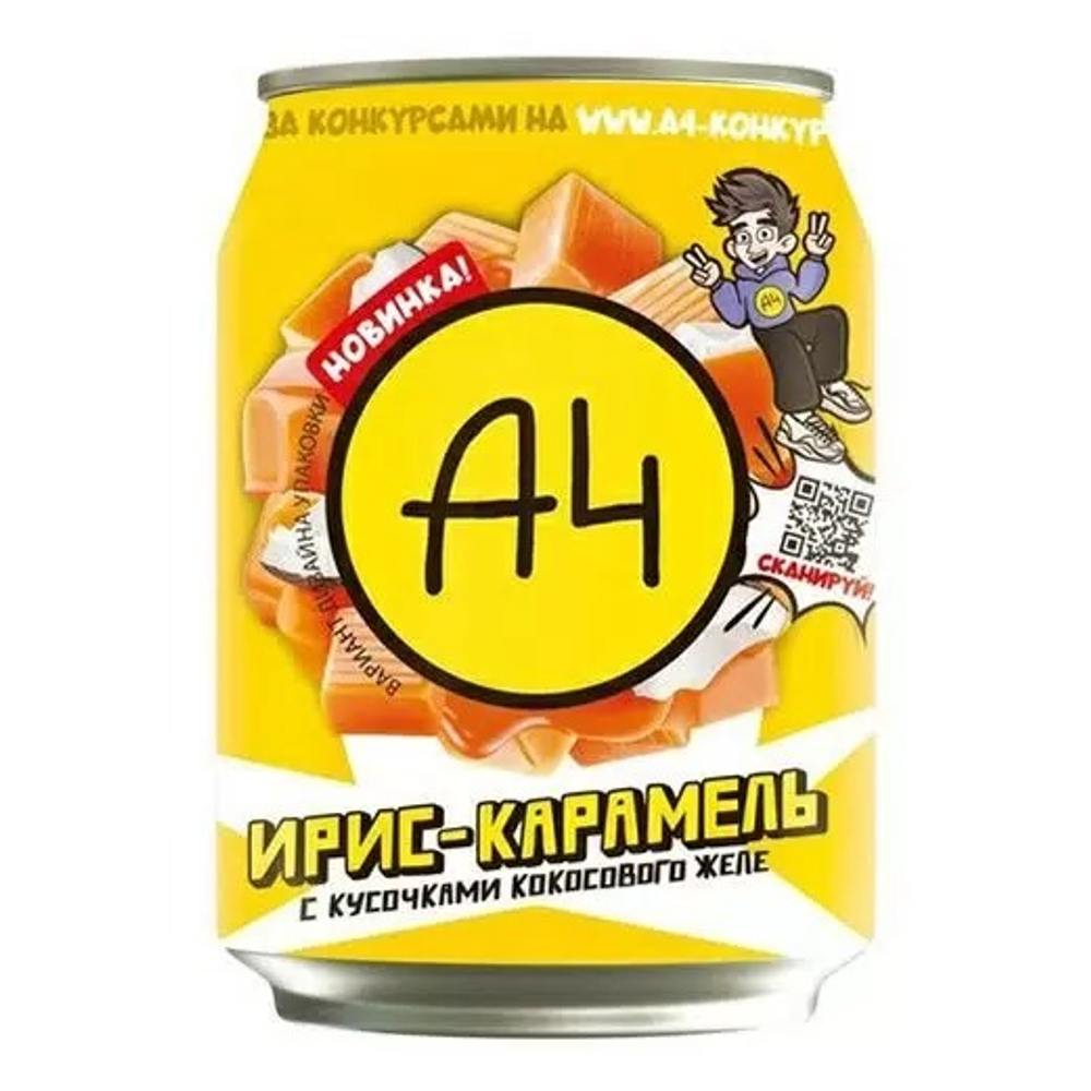 Напиток со вкусом Сливочной ириски и Карамели А4 с кусочками кокосового желе 240мл