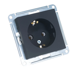 Розетка Systeme Electric ATLASDESIGN, с заземлением, 16А, механизм, карбон, ATN001043
