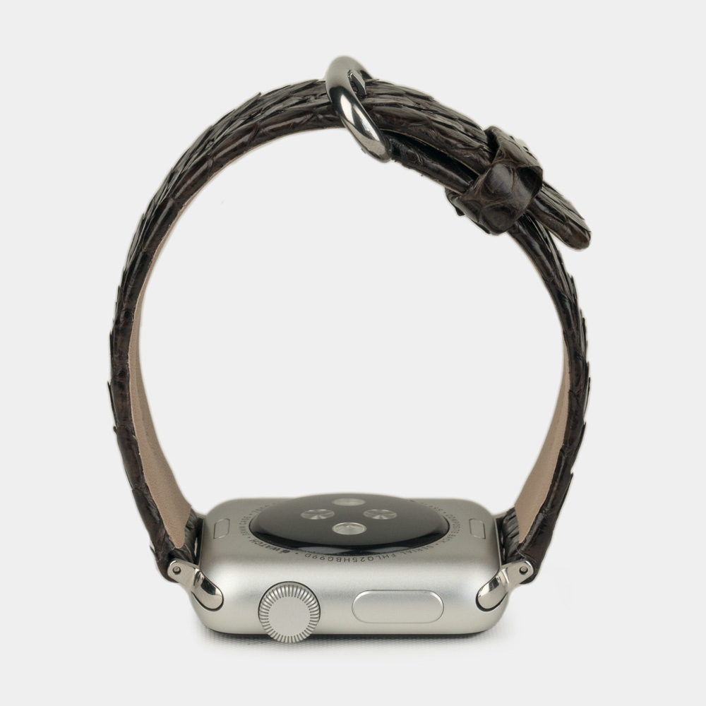 Ремешок для Apple Watch 40/41/42 mm из кожи питона, темно-коричневого цвета