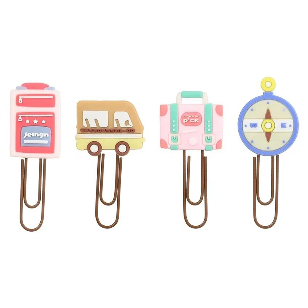 Закладки-скрепки Basir, серия "ПУТЕШЕСТВИЕ", 4 цвета ассорти