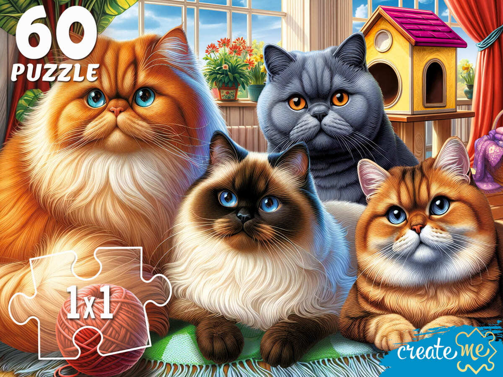 Пазлы 60 элементов 237*330мм. "Селфи красивых котов"